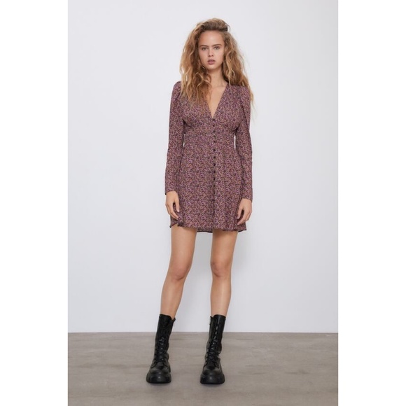 Zara Floral Print Button Down Mini Dress, size M - Picture 1 of 16